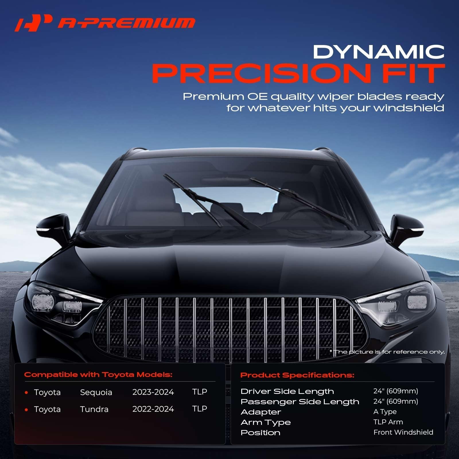 A-Premium 24″ and 24″ Windshield Wiper Blades Compatible with Toyota Tundra 2…