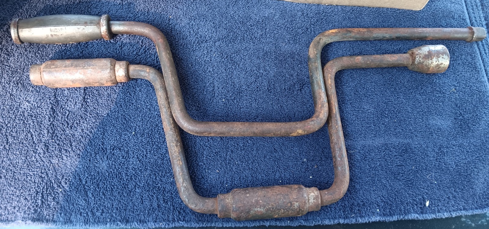 2 Original ANTIQUE Hand Crank Lug Wrench Factory Tool Kit FORD GM UNKNOWN