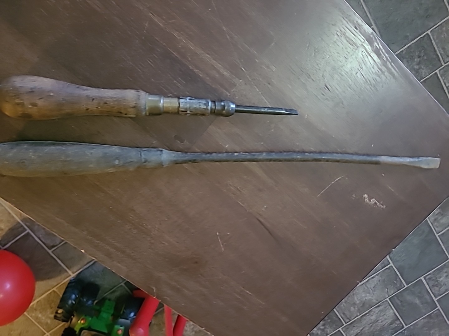 Vtg Perfect Handle Style 12″ Screwdriver Lot of 2 antique Hand Push Drill 1891