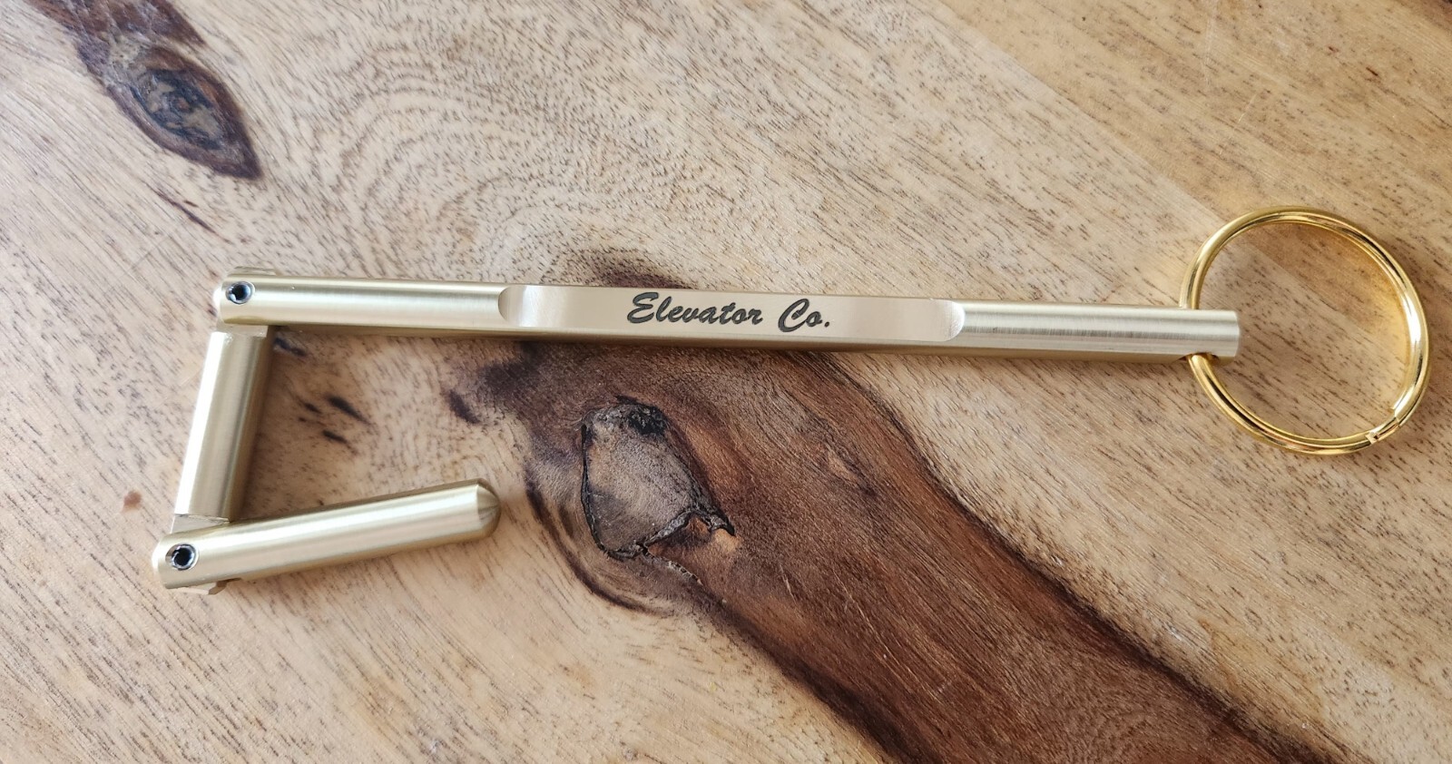 Elevator Door Key Solid Brass Customizable, Double Drop Leg Key