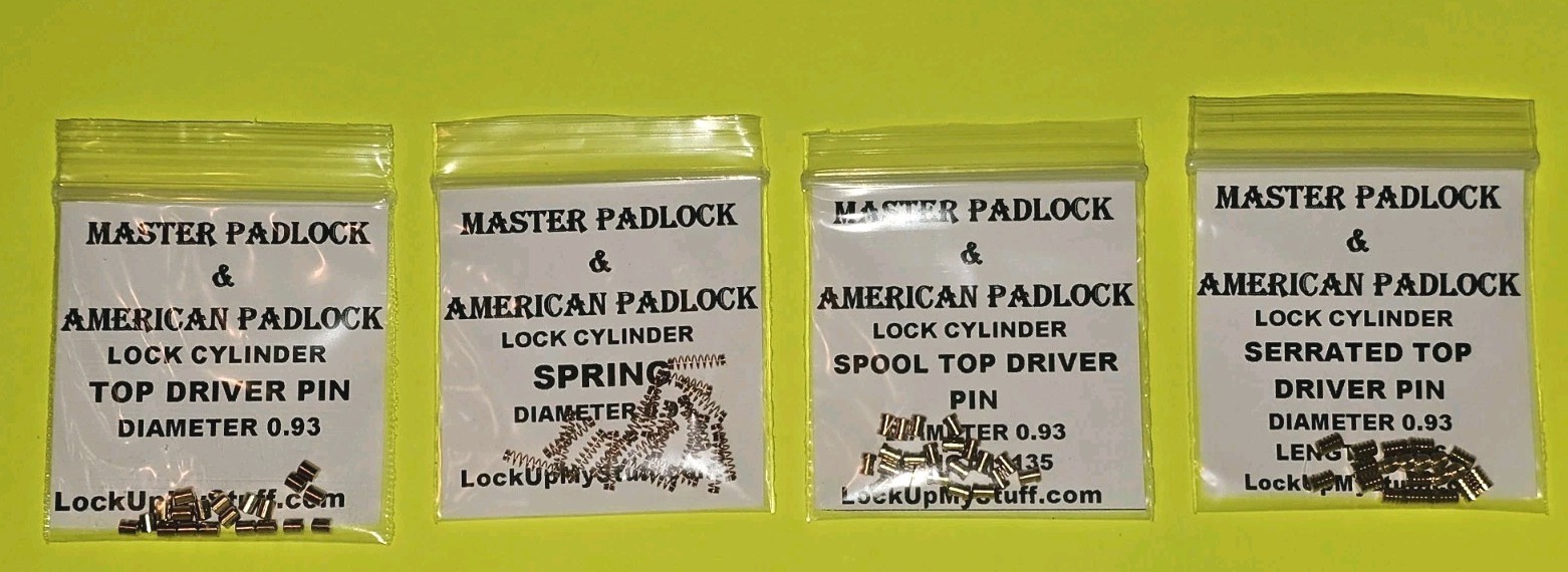 MASTER & AMERICAN Padlock LOCK CYLINDER rekey Pin Part Kit LOCK SPORT 540 Items