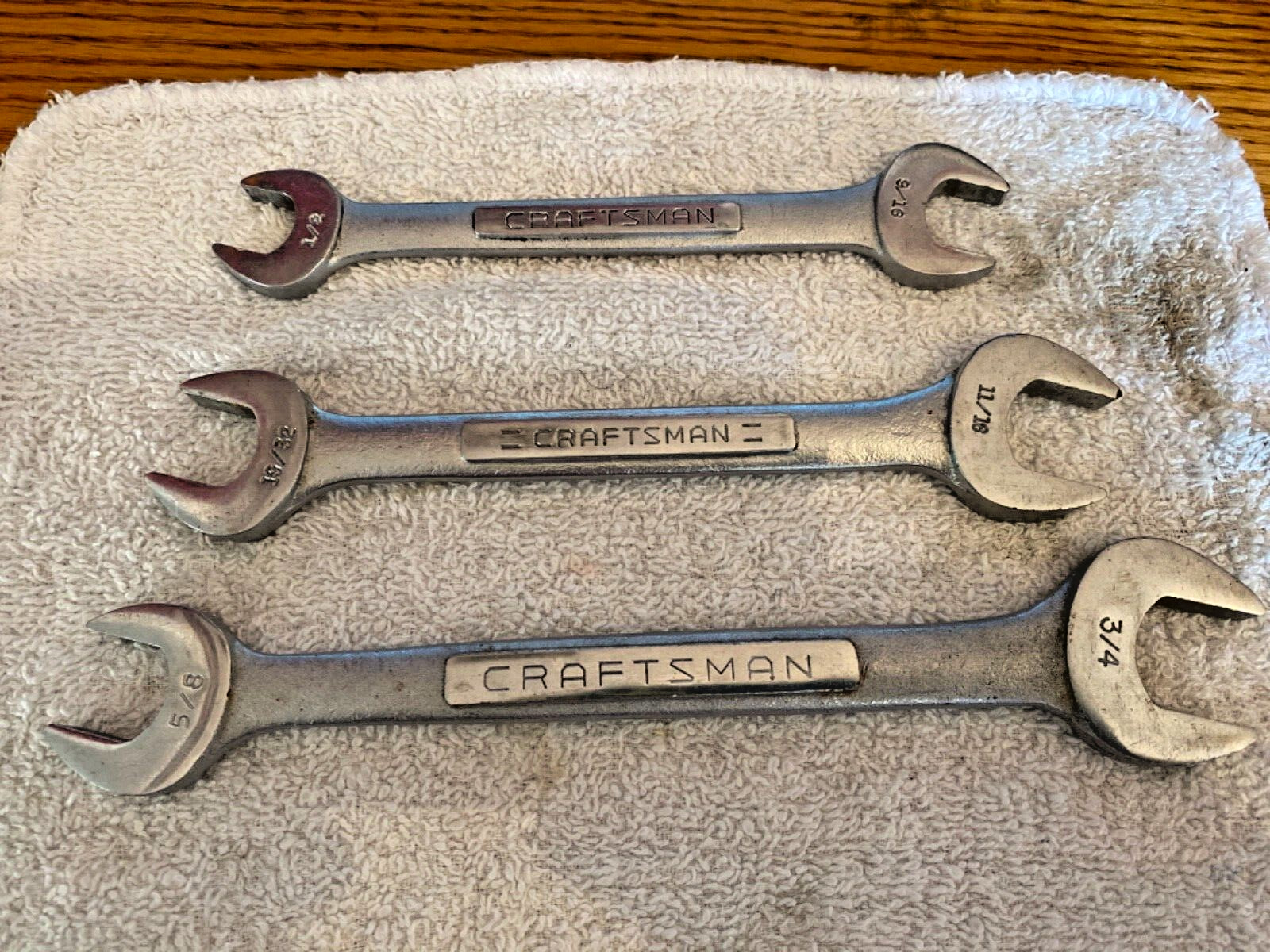 Vintage Craftsman -V- Open End SAE Wrenches, 1/2+9/16, 19/32+11/16, 5/8+3/4