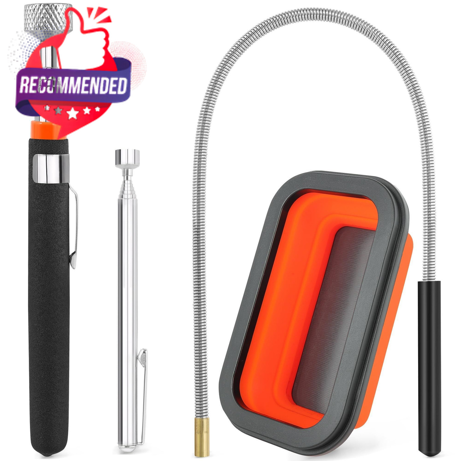 4 Pack Telescoping Magnet Pick-up Tool Set With Magnetic Parts Tray, Extendable