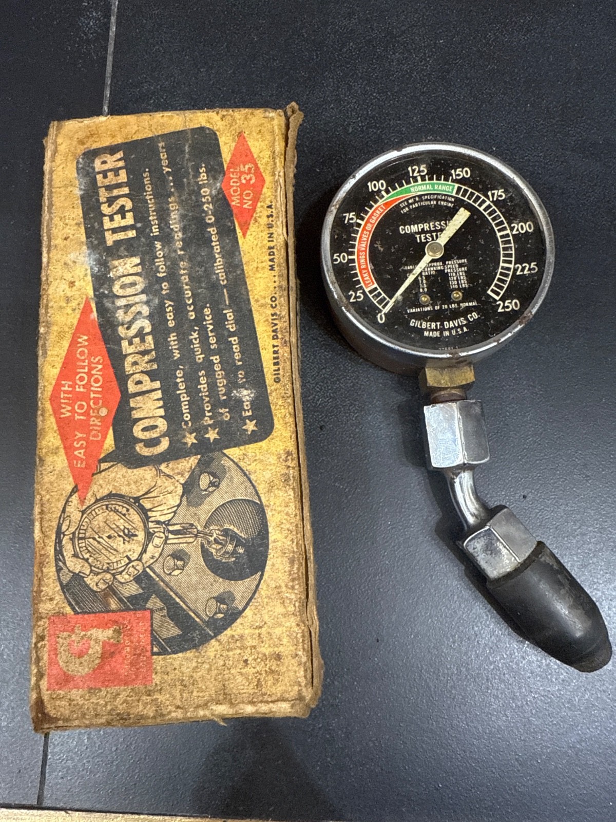 Compression Tester Model No. 35 Gilbert Davis Co Vintage Collectible