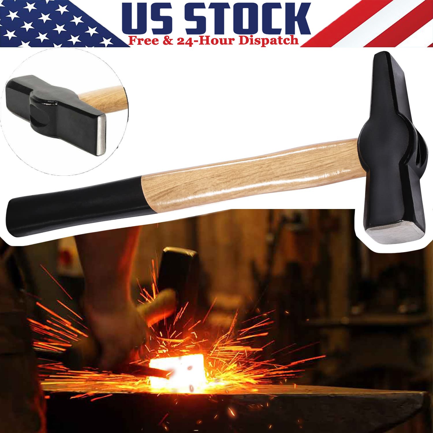 Blacksmiths’ Hammer 0000811-1000 Metalworking Forging Hammer Tool 2.2 lbs/1000g