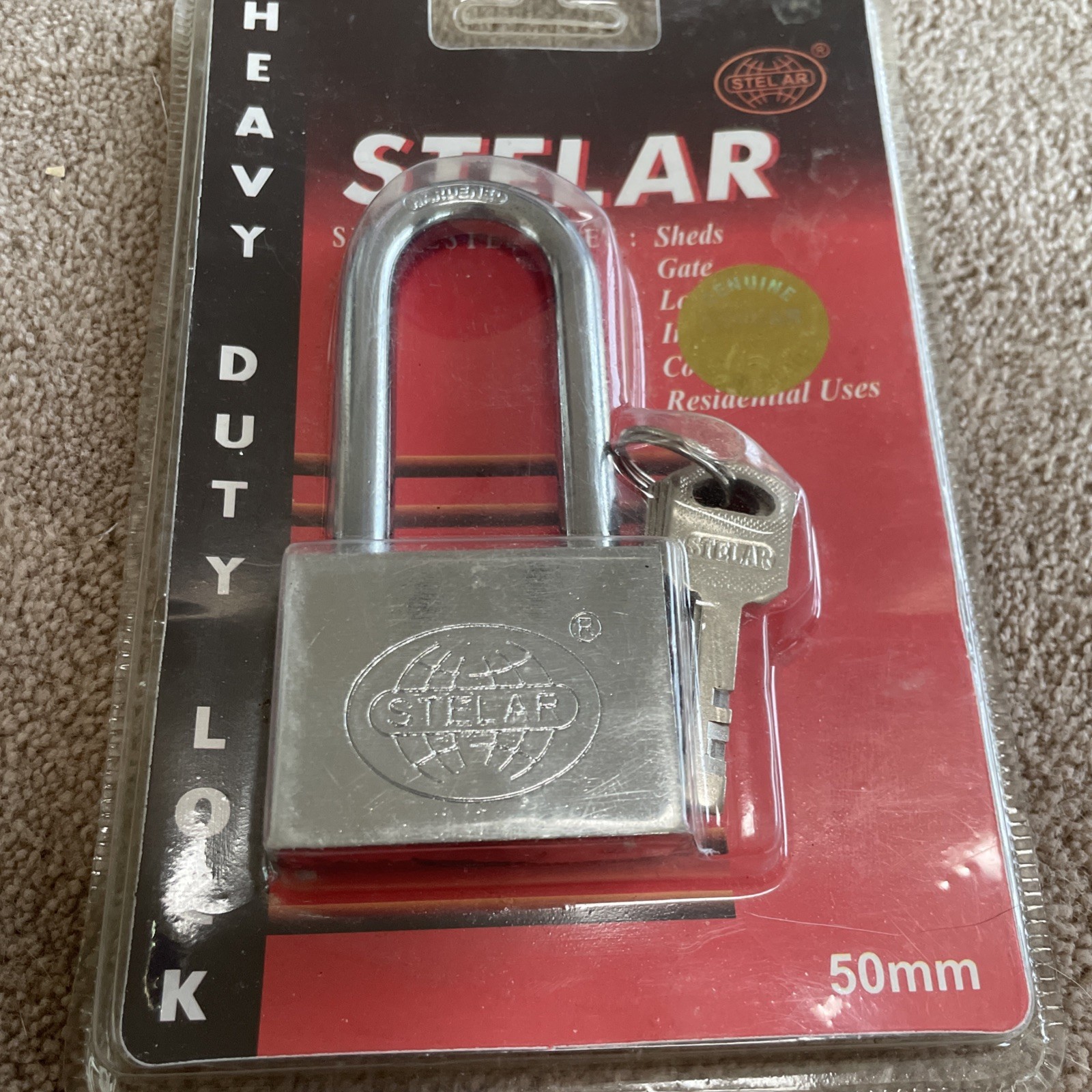 Stelar 50mm Heavy Duty Pad Lock W/ 3 Keys Brand New!