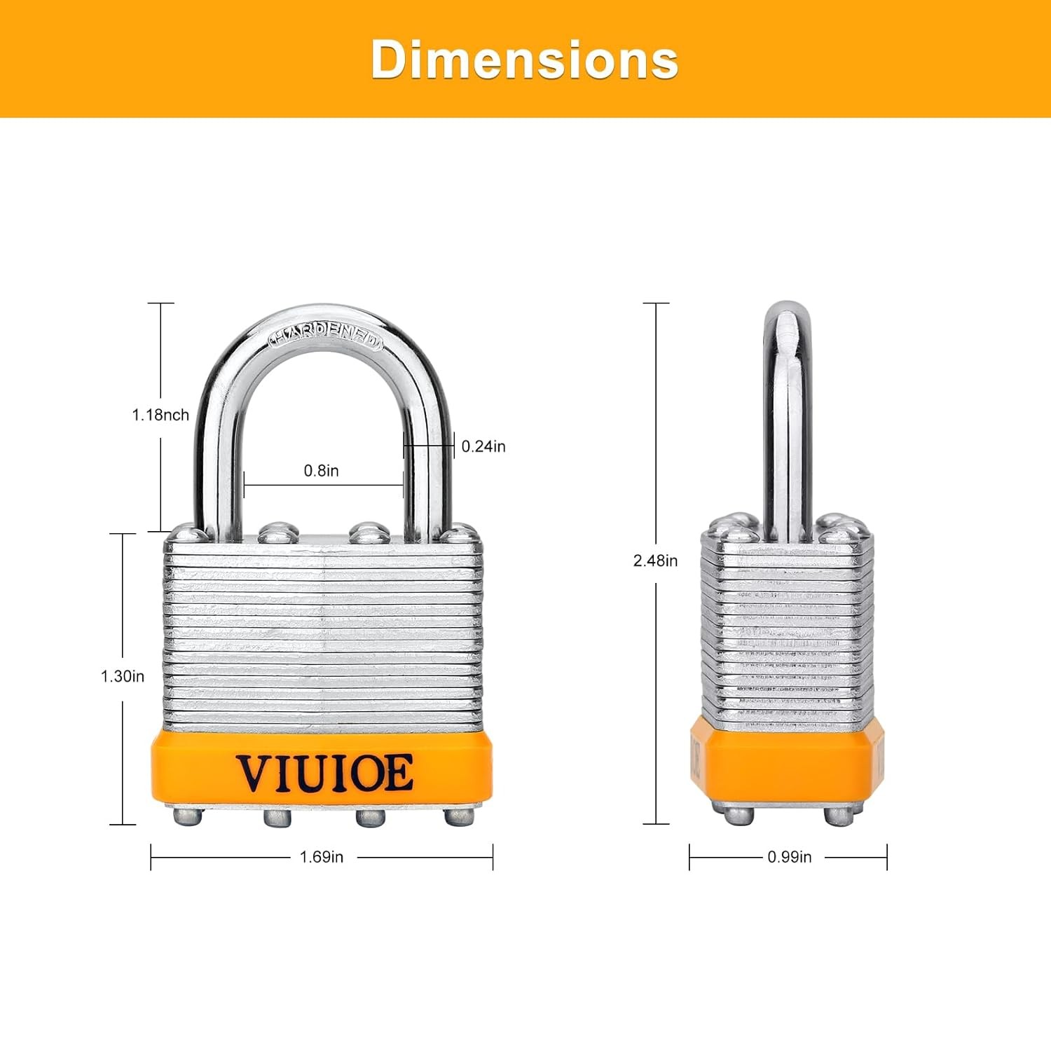 4 Pcs Laminated Padlocks with Same Key Lock Set for Door, Luggage, Gate