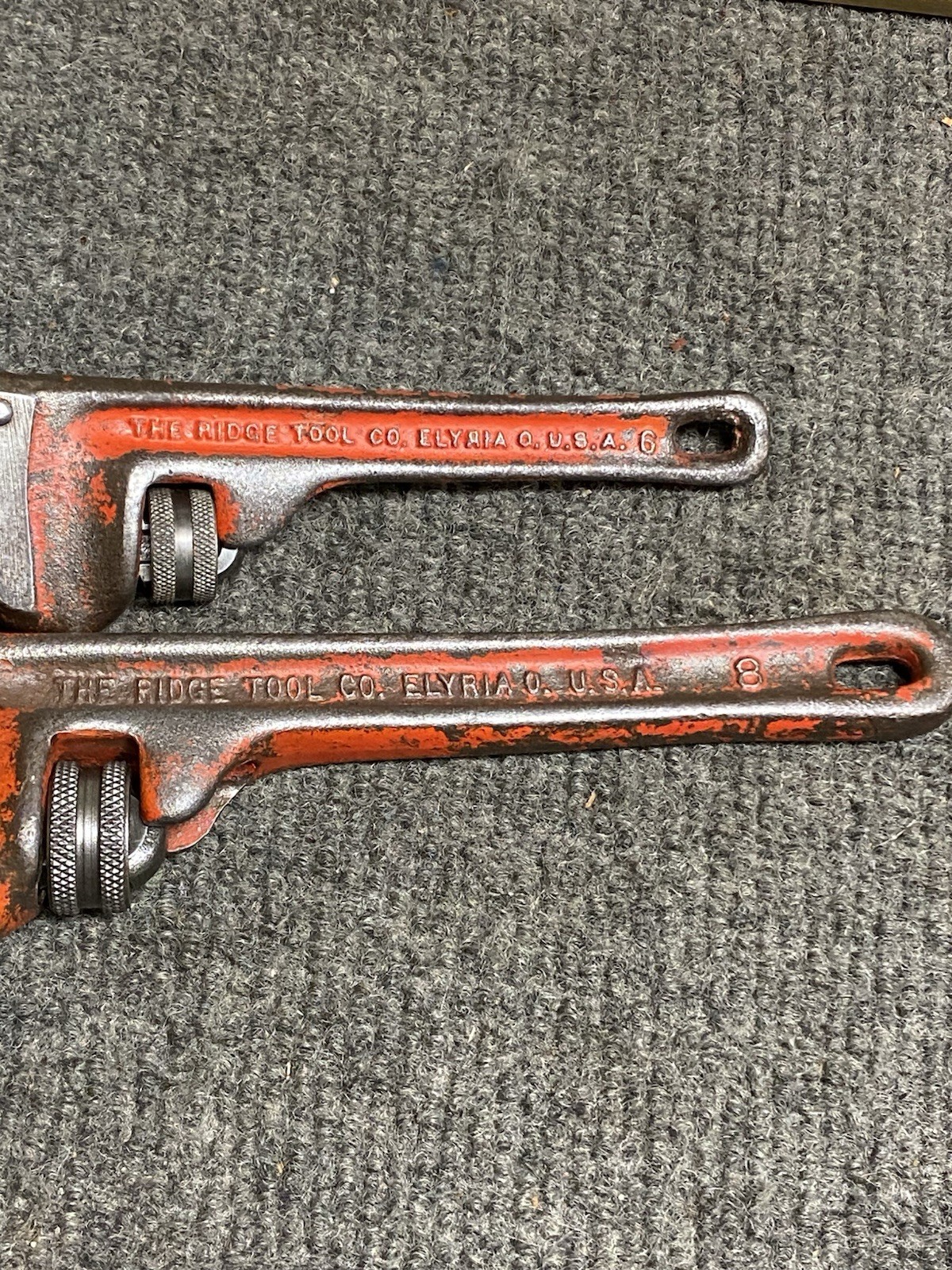 Vintage RIDGID Heavy Duty Small 6″ And 8” Steel Pipe Wrenches USA