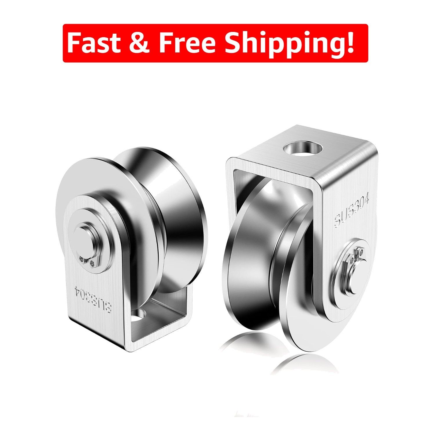 Versatile 2 Pack Stainless Steel Pulleys – 880lb Capacity for Material Handling