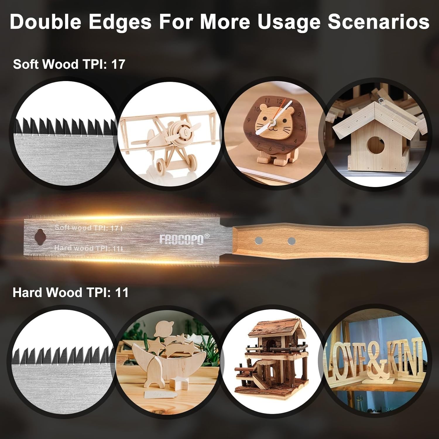 6-Inch Hand Saw – Double-Edge SK5 Steel Blade for Precision DIY Woodworking