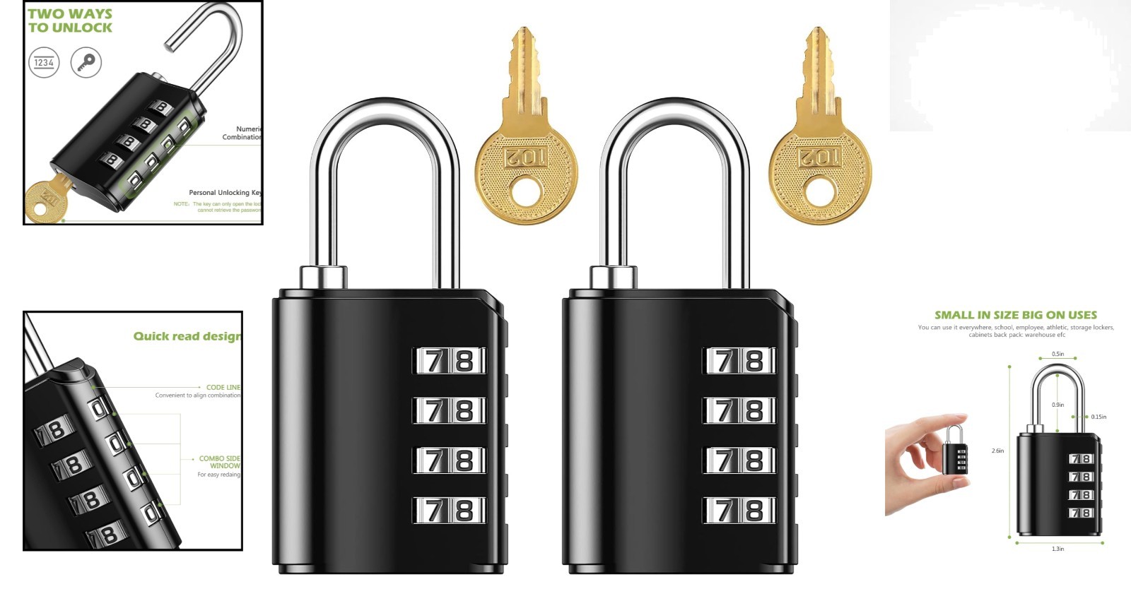 2-Pack Waterproof 4-Digit Combination Padlock – Secure & Reliable Locking System