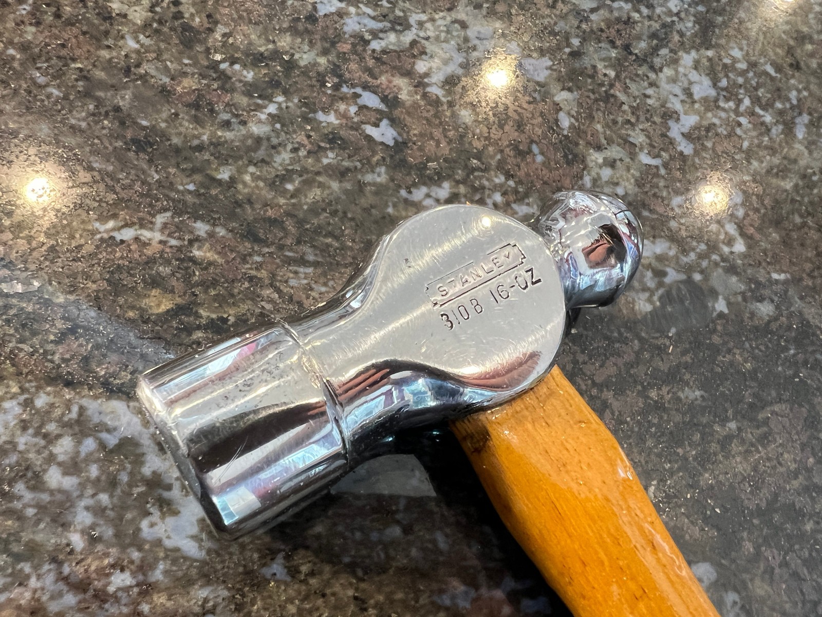 Vintage Stanley 310B 16oz Ball Peen Hammer Full Polished Finish Display Piece