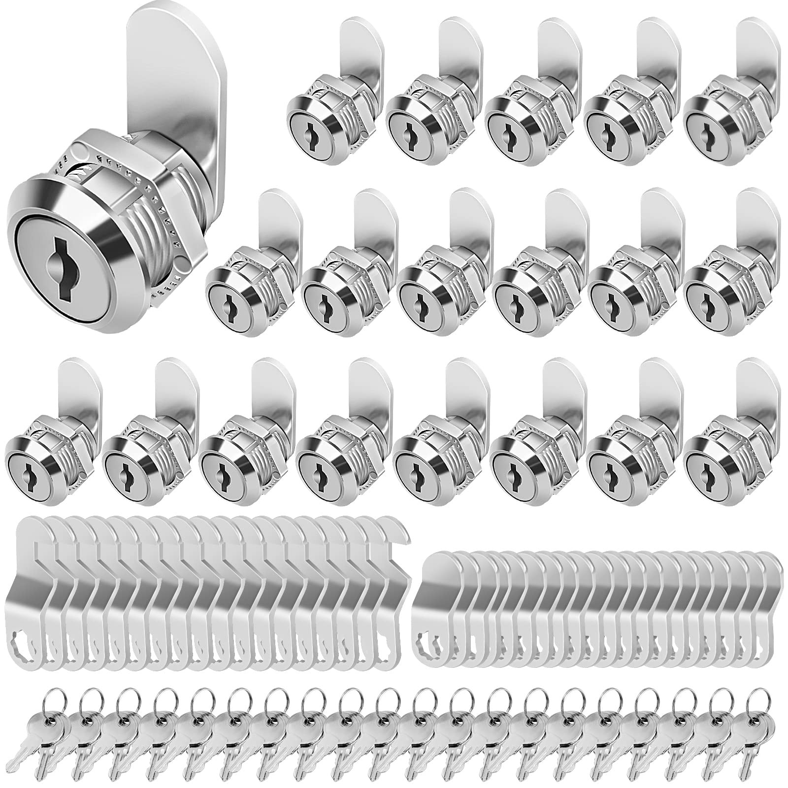 Cylinnda Cabinet Locks with Keys, 5/8″ Cam Keyed 5/8 Inch, 20 Pack
