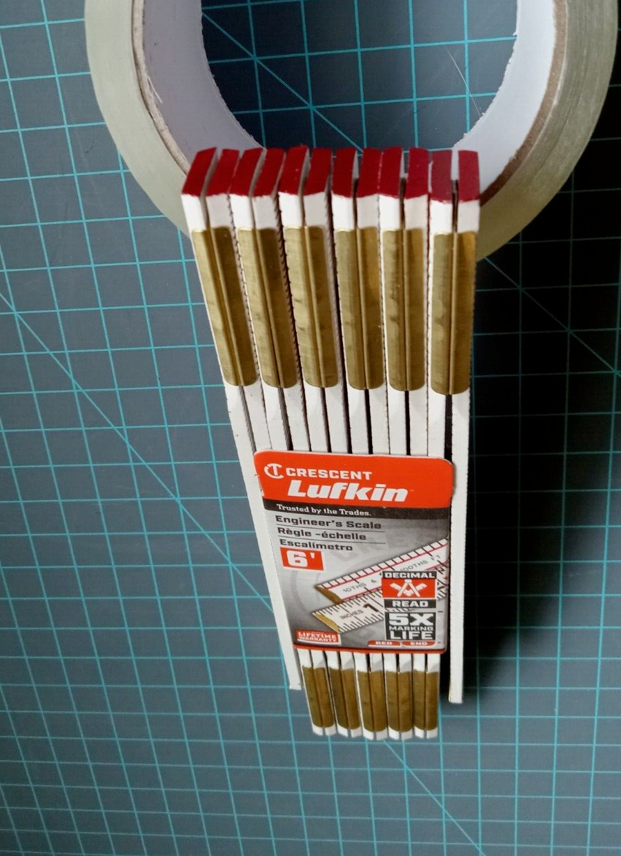 Crescent Lufkin Folding Wood Rule Red End Modular Spacing 6 Foot engineers scale