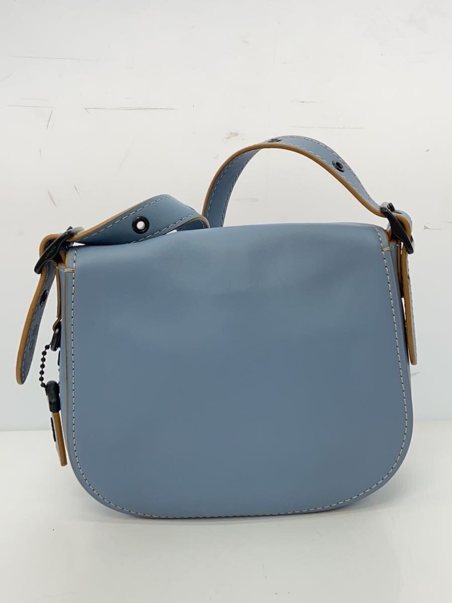 COACH Shoulder Bag Leather 23x21cm Blue Used Signs of Use Present