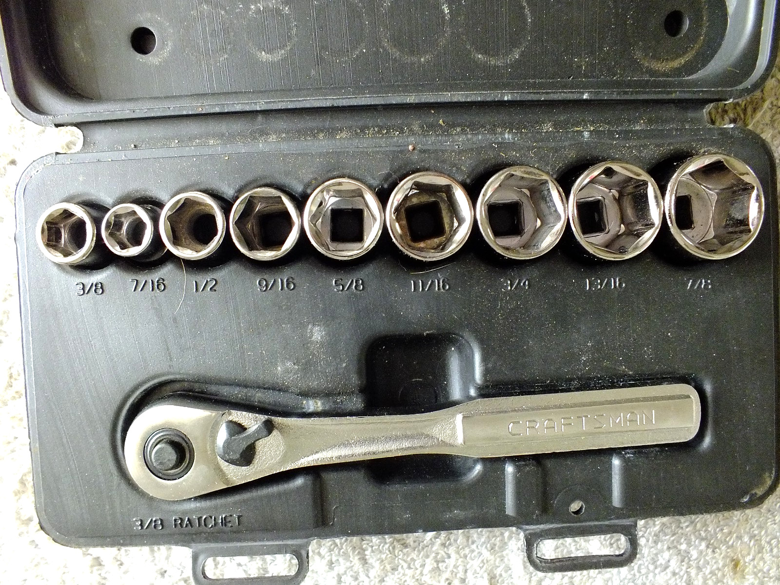 CRAFTSMAN USA 10-PC 3/8″ DRIVE SOCKET SET IN ORIGINAL BOX 3/8″ TO 7/8″ MADE USA