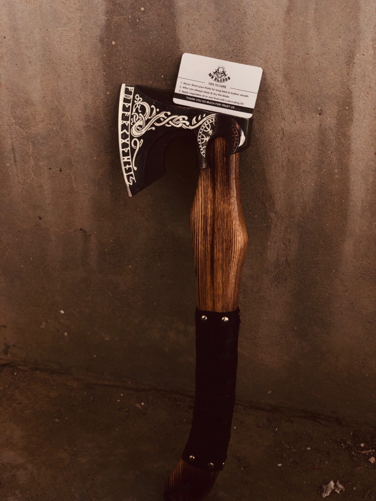 Handmade Hatchet with Engraved Carbon Steel Head | Norse Battle Axe | viking Axe