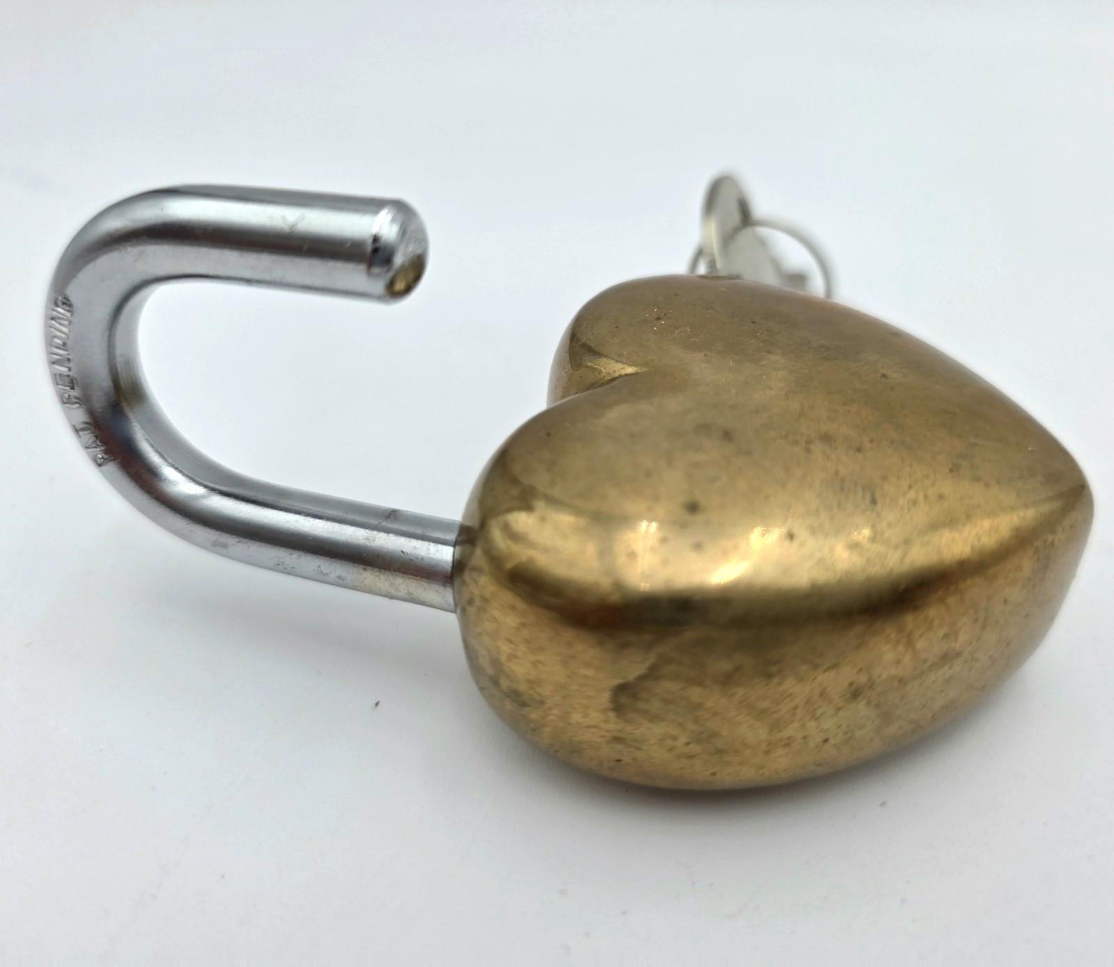 Lovelock Heart Padlock Love Lock With 2 Keys Pat Pending Brass VTG 80s
