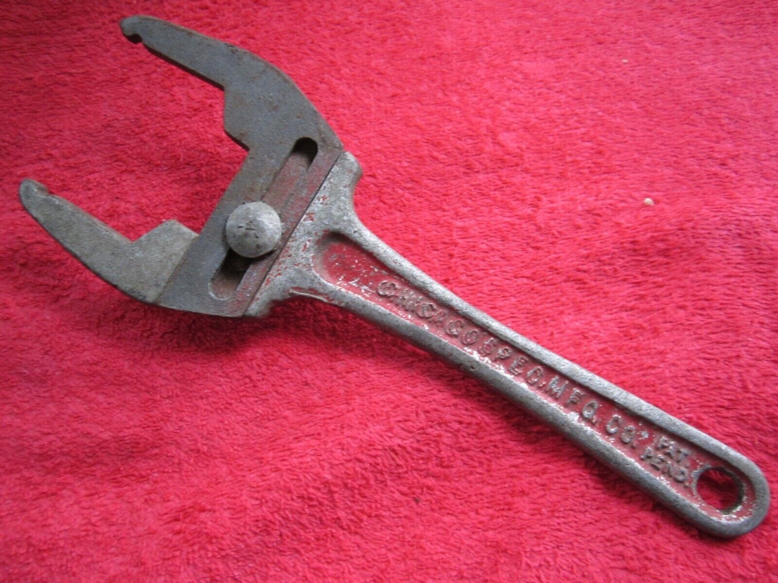 VINTAGE CHICAGO SPEC. MFG. Co. No.3011 SLIP & LOCK-NUT 1″ to 3″ WRENCH STEAMPUNK