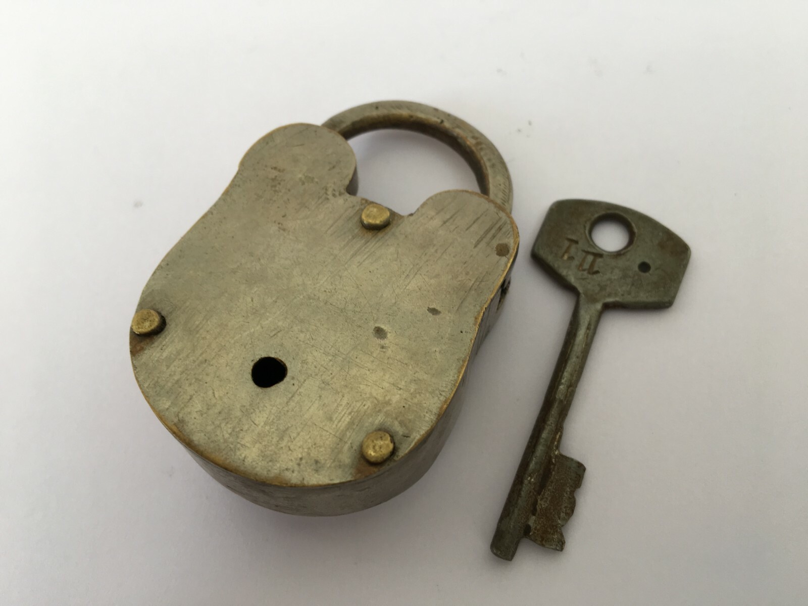 Lock Old Vintage Solid Brass lock With Key Small Miniature Hopps & Co Aligarh