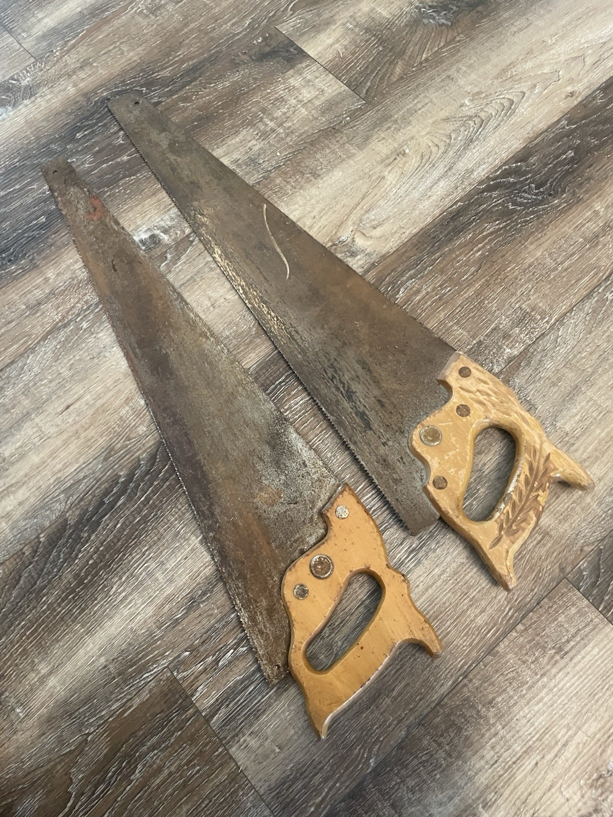 Vintage Hand Saws, Stanley, Vermont American, 26 Inch, Heavily Used, Wood/Steel