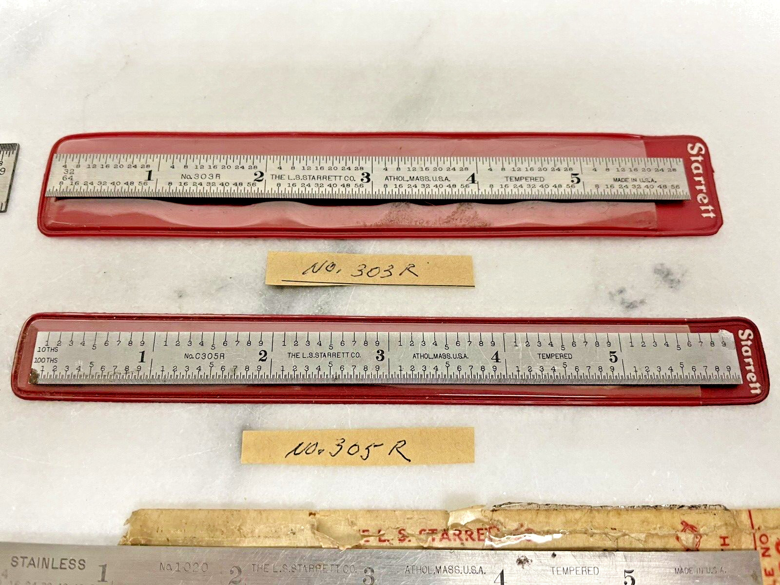 (7) Vintage L. S. Starrett 6″ Rules No. 603; 607R; 604RE: 303R: 305R: 1020:327