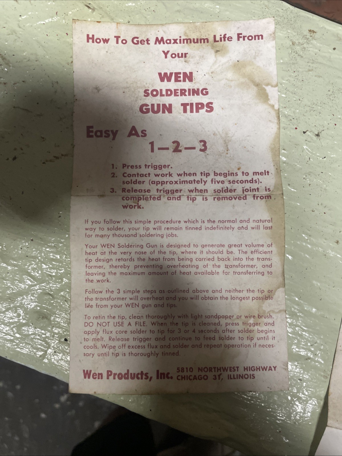 Vintage WEN Products Inc Soldering Gun Kit Model 199 w/paperwork