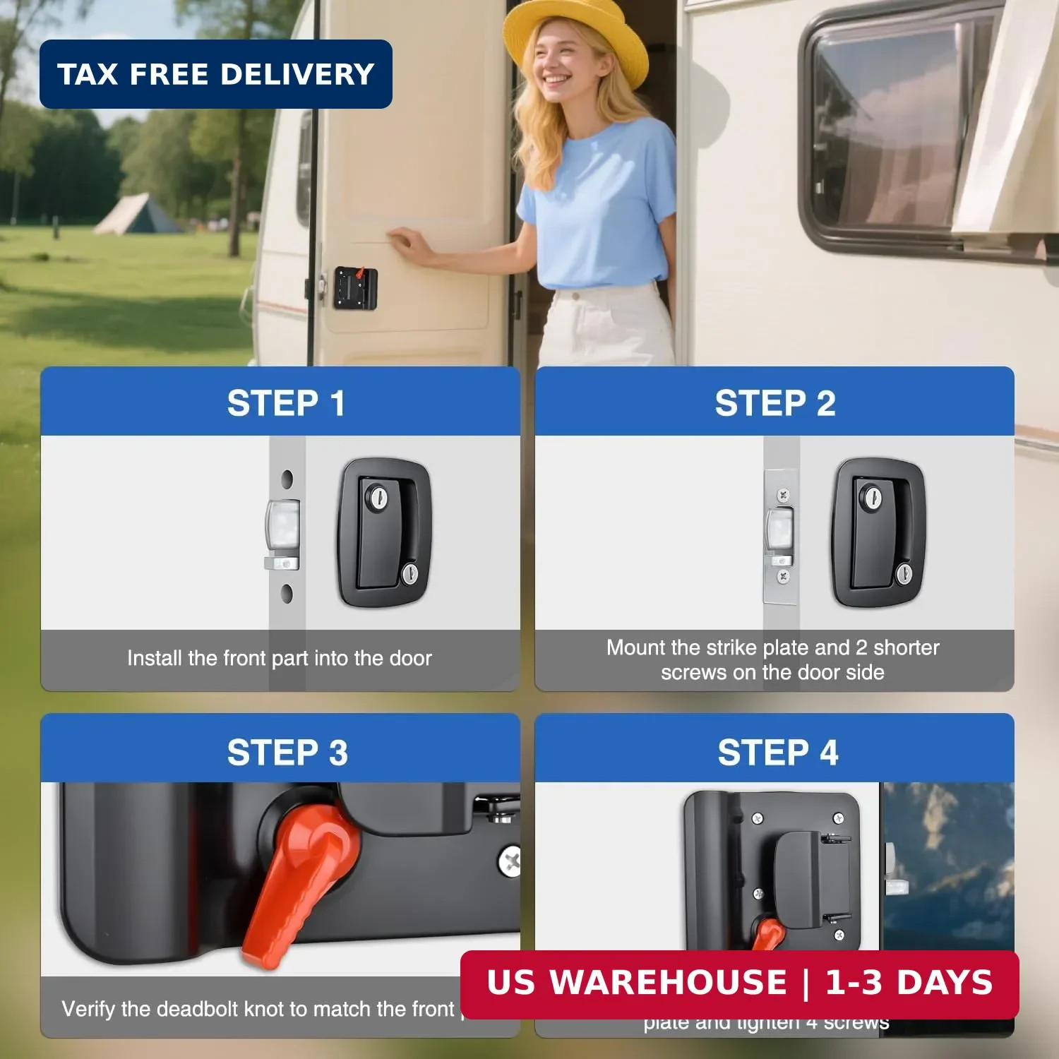 Nilight RV Door Lock Replacement with Paddle Deadbolt 100% Zinc Alloy Entry Lock