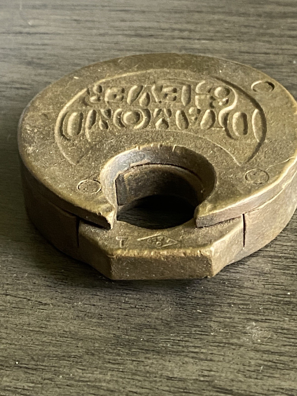 Antique Slaymaker Barry Brass Padlock Diamond 6 Lever Pancake Lock 1895 NO KEY