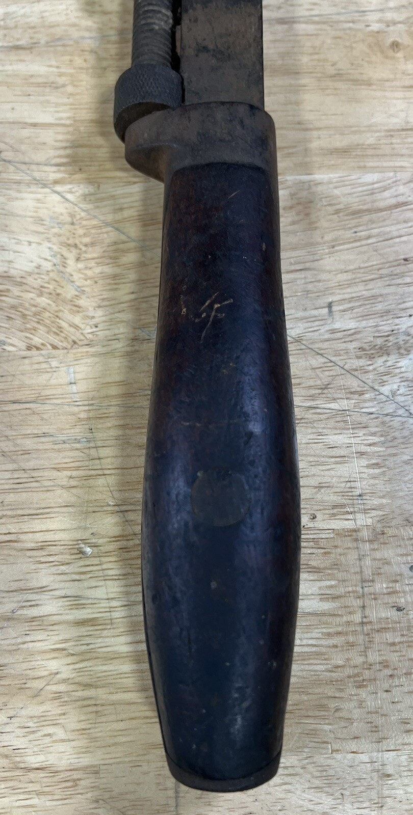 Antique Adjustable 15” Heavy Duty Monkey Wrench Wood Handle Solid Metal