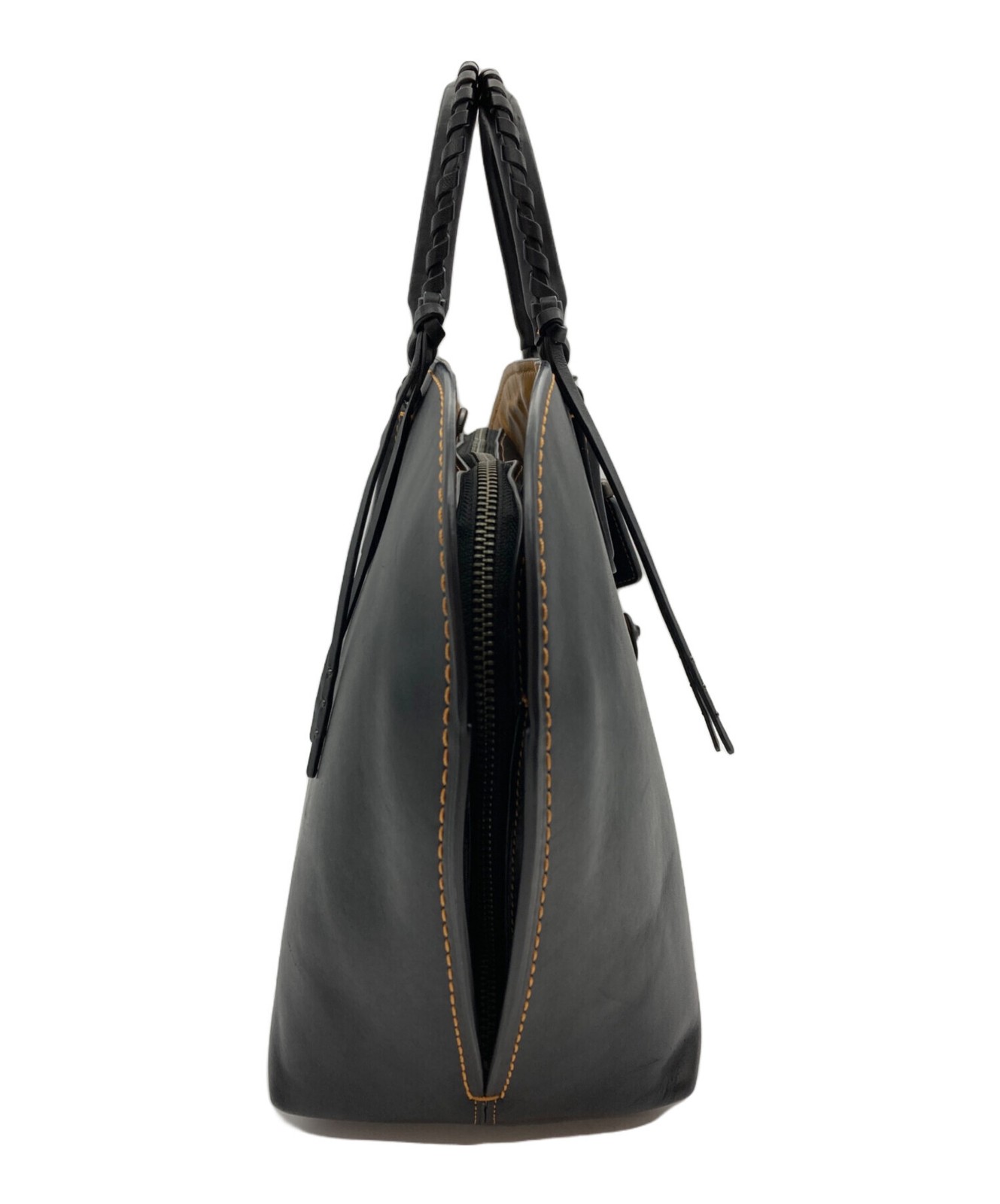 COACH Dakotah Satchel 59983 Whipstitch Handle 25×28 Black Used Women’s Bag