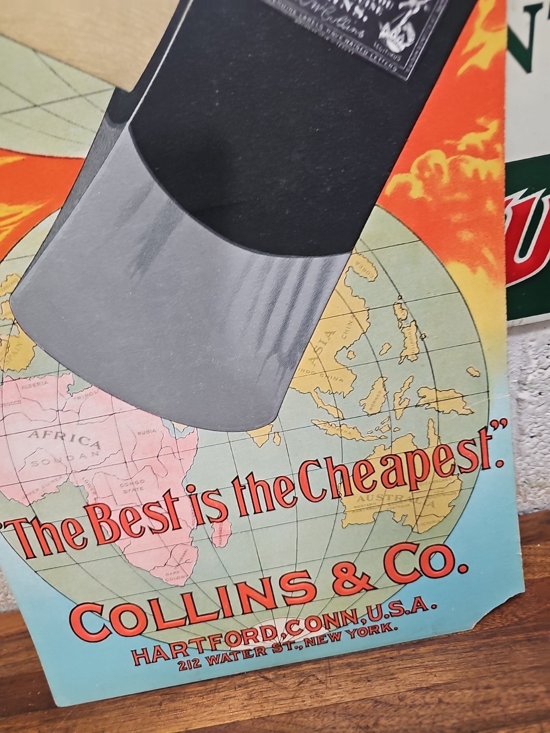 L25- Original Vintage Collins Axes Advertising Cardboard Embossed Poster Sign