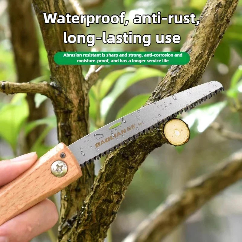 Mini Folding Manual Saw Non-slip Wooden Handle Pull Foldable Saw Flush Cut Trim