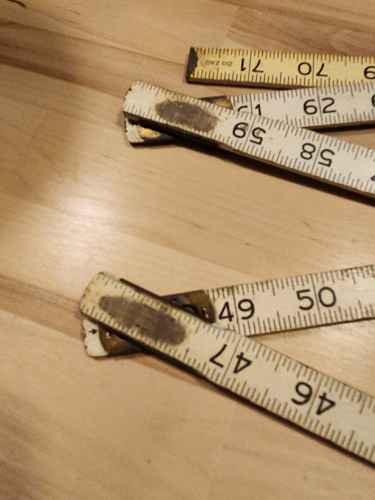 Lot of 2 Vtg Wood Folding Rulers Steelcraft Metric 79″ & STANLEY Handyman 6′