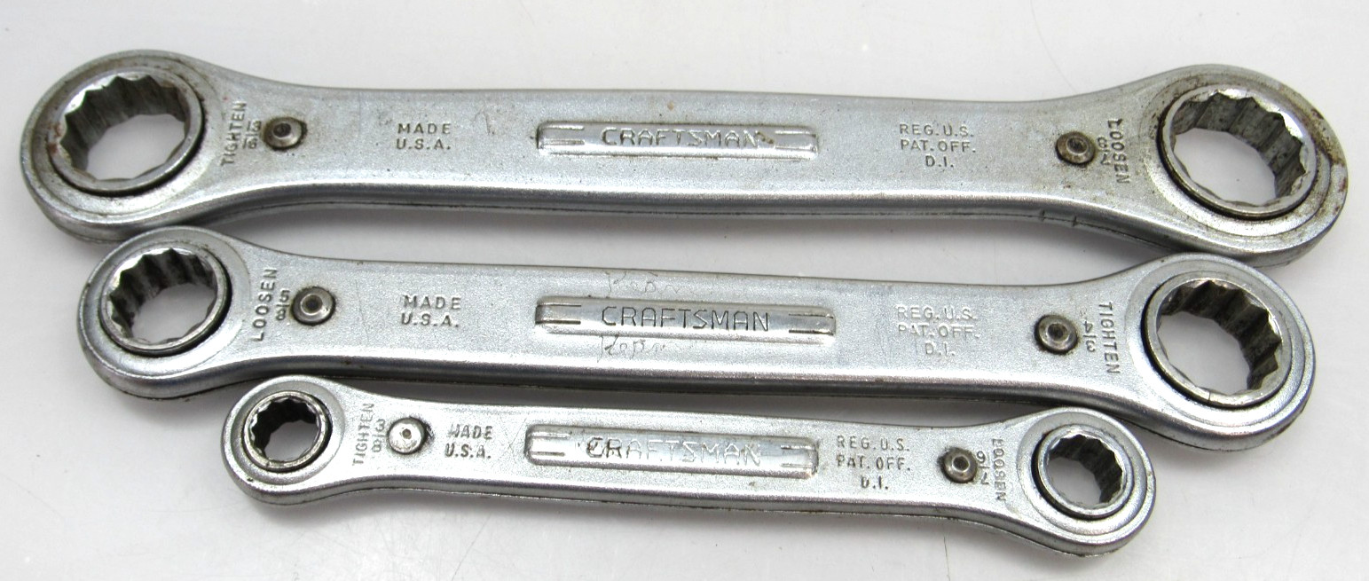 3pc Craftsman Ratcheting Box End Wrench Set 7/8″ 13/16 3/4 5/8 7/16 3/8