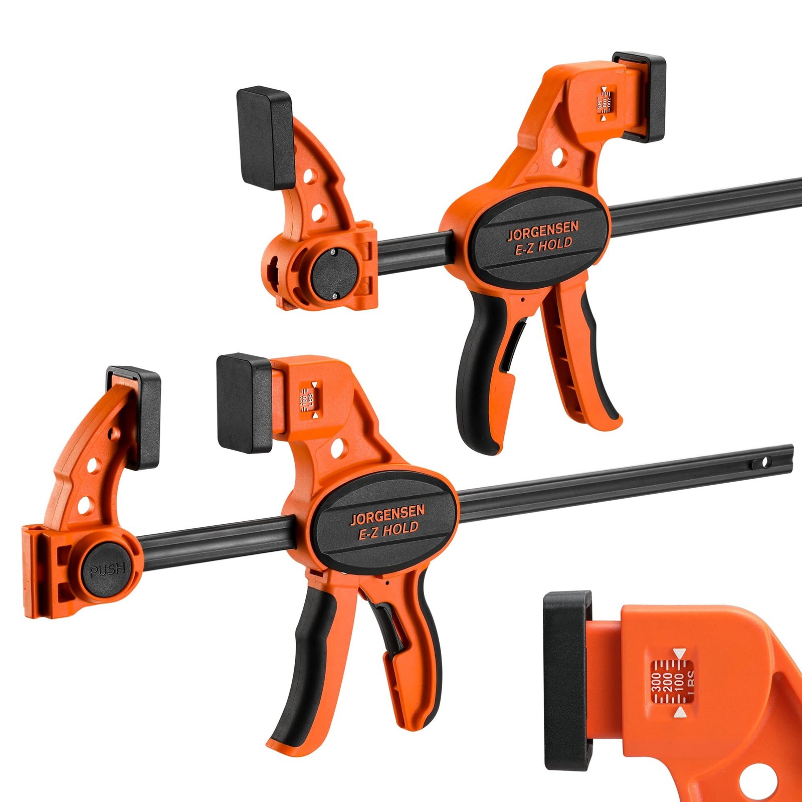 Jorgensen E-Z Hold 300LBS 12 Inch Bar Clamps for Woodworking, 2-Pack One-Hand…