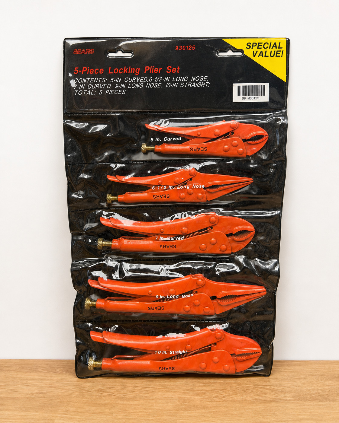 Rare Sears 30125 Hi-Viz Orange 5-Piece Locking Pliers Set Original Package