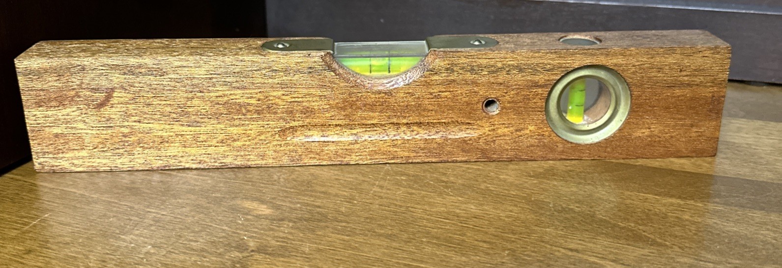 Teak Wood and Brass 12″ Level No Visible Manufacturer Vintage