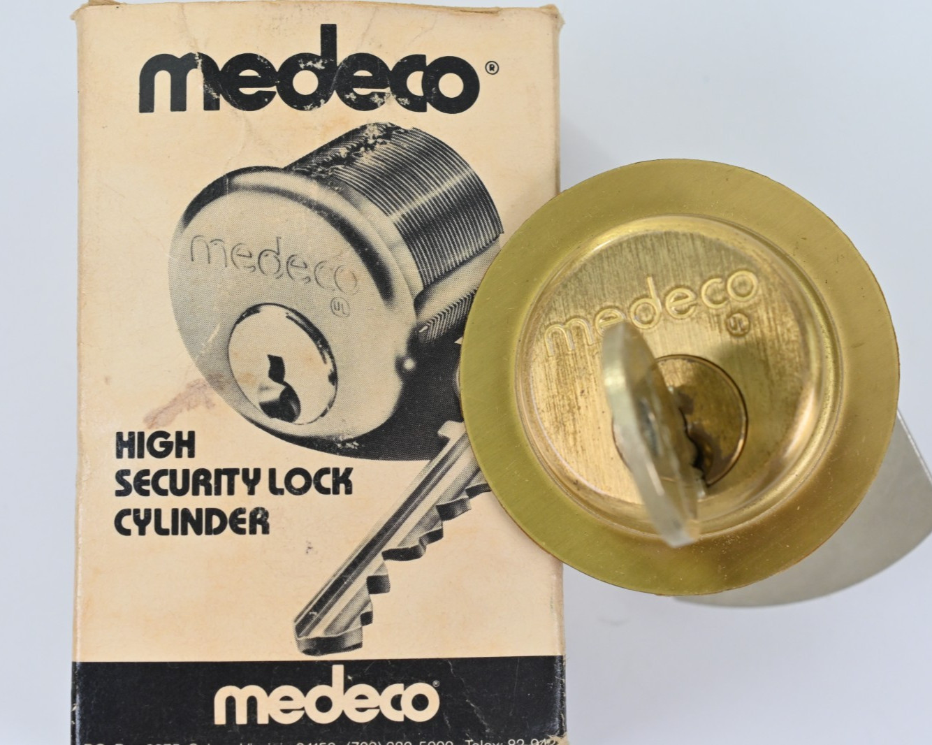 NOS Medeco Original High Security Rim Cylinder Lock 10-0300N-00 Brass