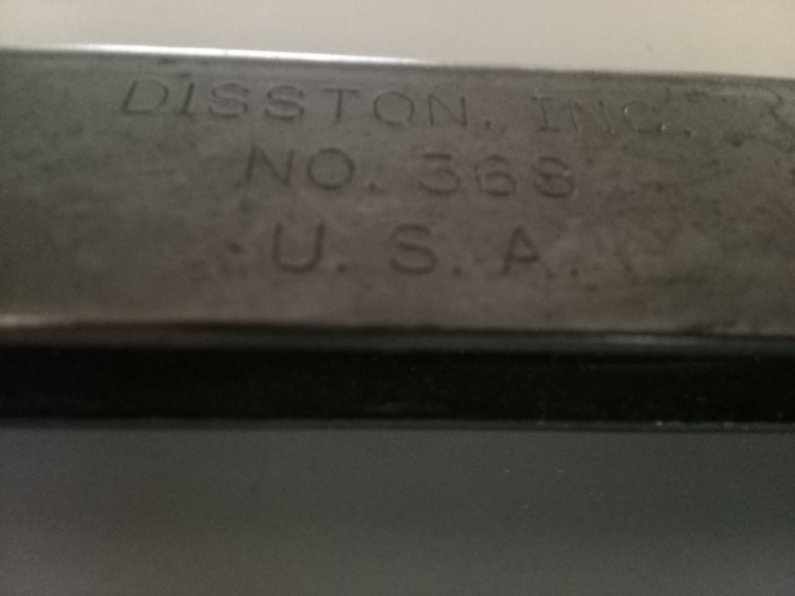 Vintage Disston Inc. No 368 USA Hacksaw. Black handle.