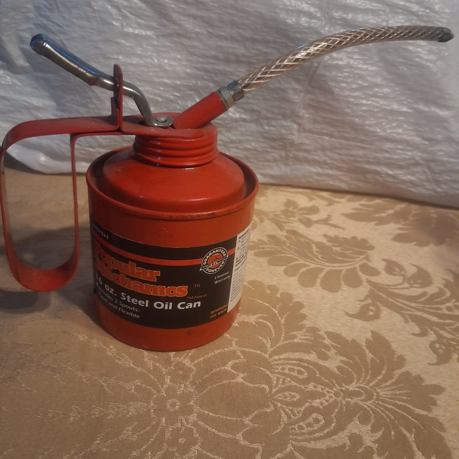 Popular Mechanics 16 oz Steel Metal Oil Can Oiler with Flexible Spout