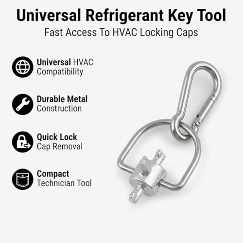3-in-1 HVAC Locking Cap Key, Multi-Function HVAC Refrigerant Service Key, 2