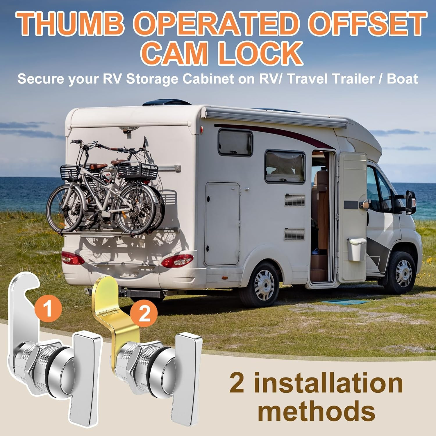 12 Sets 7/8” Thumb Operated Offset Cam Lock, 7/8” Cylinder Fits on 5/8” Max Door