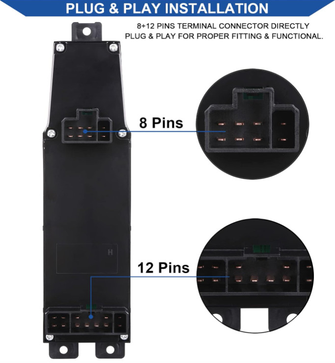 Botón y marco de control de ventanas para camioneta 2002–2009 gris oscuro, Nuevo