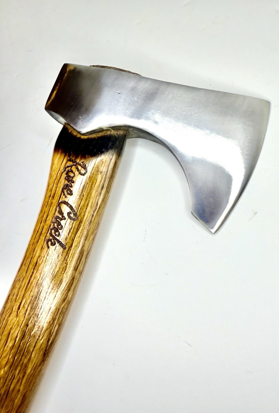Rone Creek Polished Viking Hatchet with Burnt Hickory Handle and Sheath