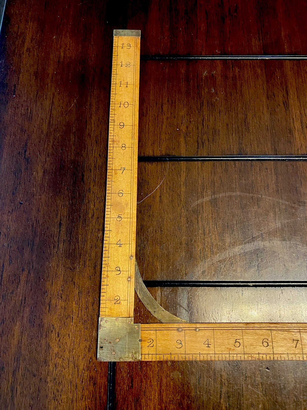 HTF Vintage Boxwood & Brass Wood Glass Cutters/Sewing/Carpenter Square -24”X14”