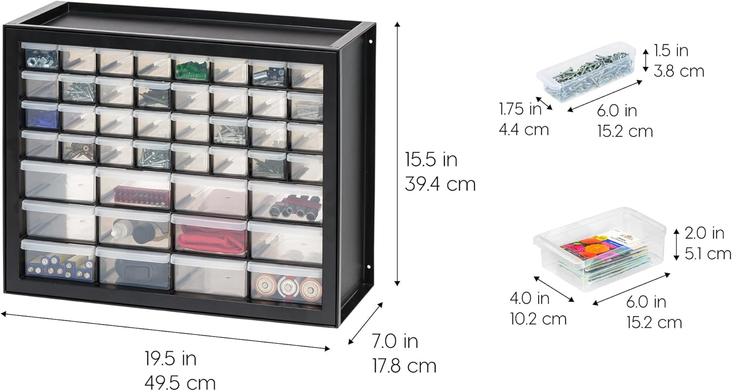 IRIS USA Screw Tool Organizer Small Parts Cabinet, 44-Drawer, Electronics Hardwa