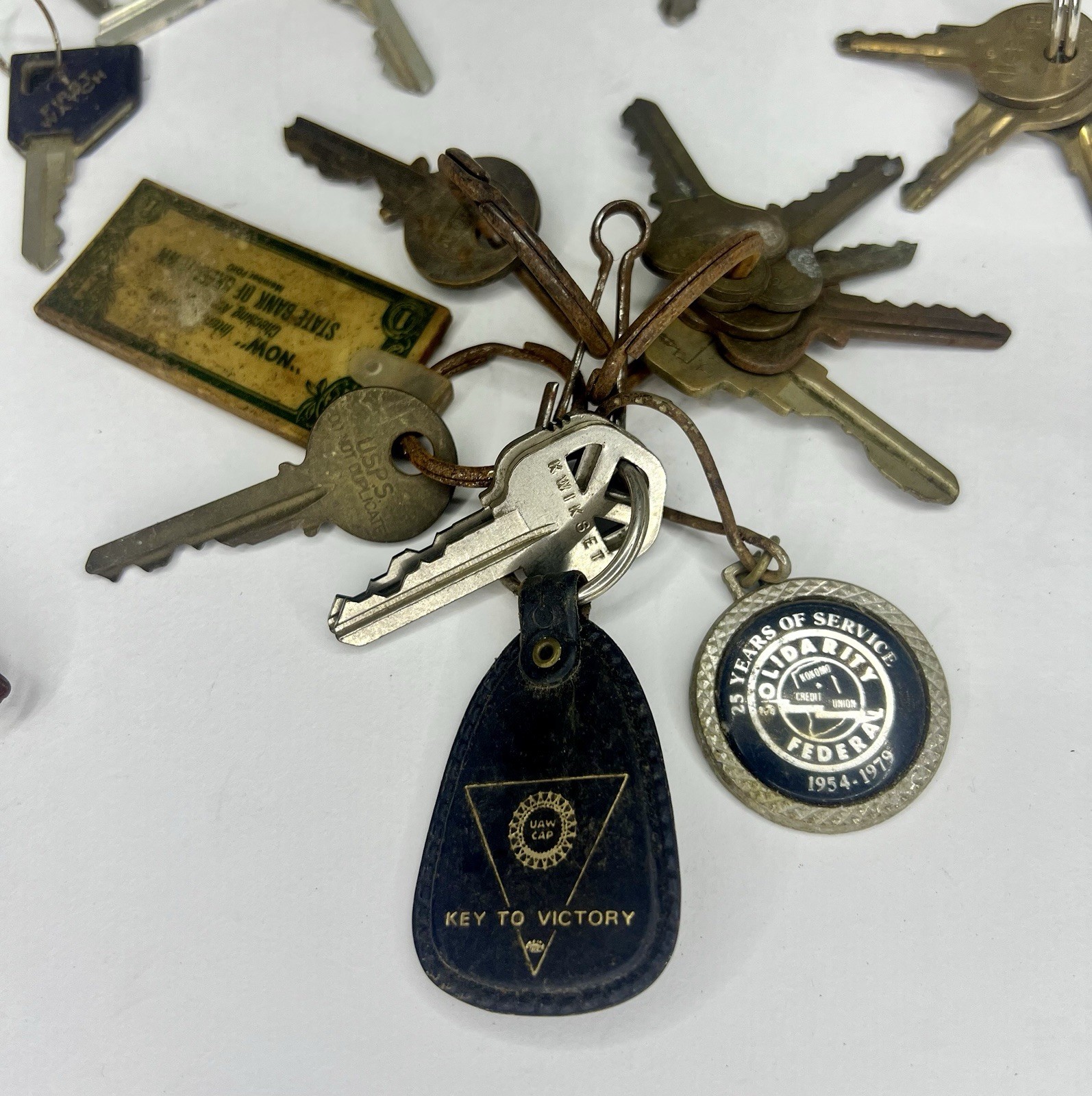 Large Lot Vintage Keys Keychains Vehicle Car Brass Mixed Lot