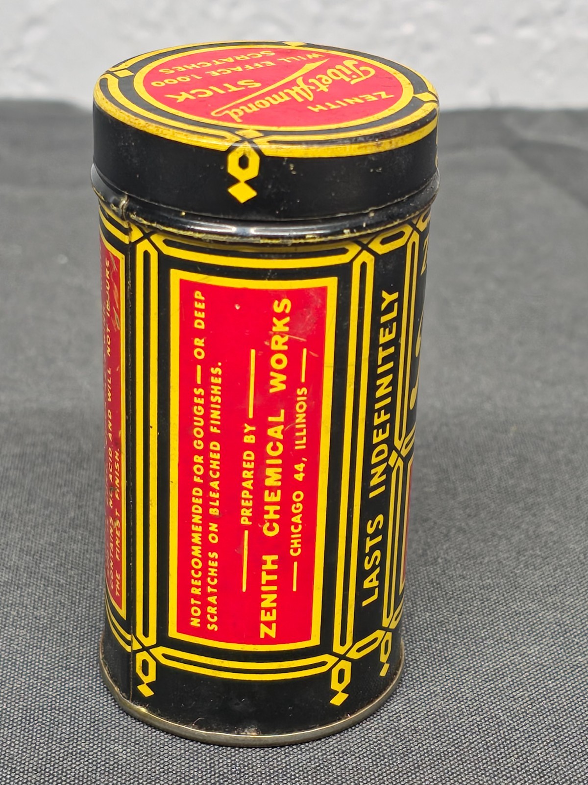Vintage Zenith Tibet Almond Stick Scratch Remover Advertising Tin With Original