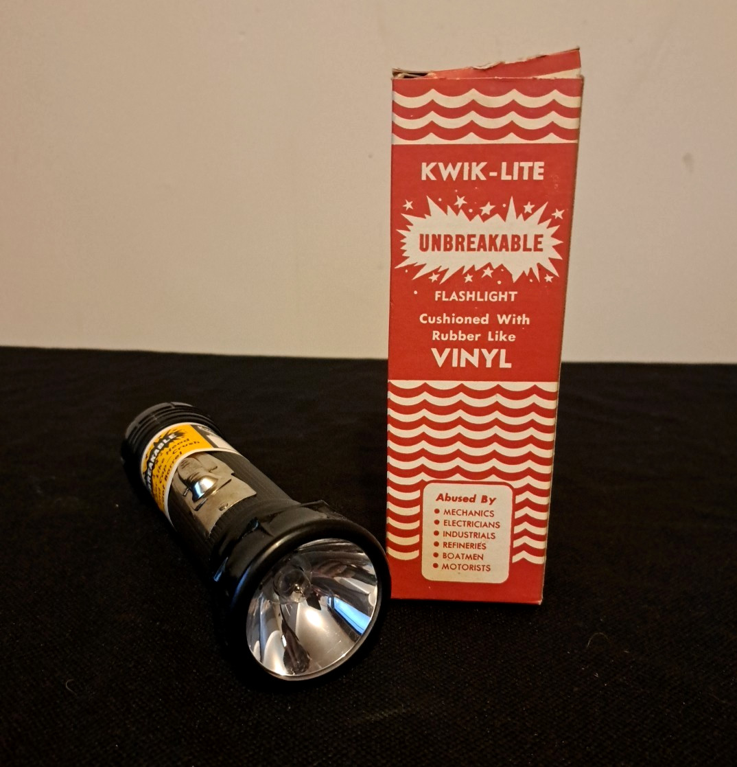 vintage Kwik-Lite by Fulton Unbreakable Flashlight Original Packaging Made USA